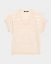 Kobi Halperin Elara Sequin Striped V-neck Sweater In Natural