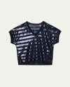 Kobi Halperin Elara Sequin Striped V-neck Sweater In Navy