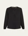 Kobi Halperin Leni Tie-neck Button-down Blouse In Ivory