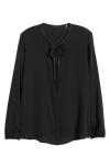 Kobi Halperin Leni Tie-neck Button-down Blouse In Black