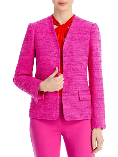 Kobi Halperin Elle Womens Tweed Business Open-front Blazer In Pink