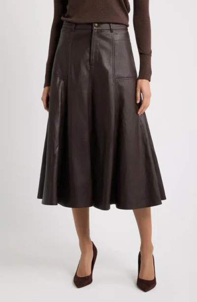 Kobi Halperin Ellen Faux Leather Midi Skirt In Dark Brown