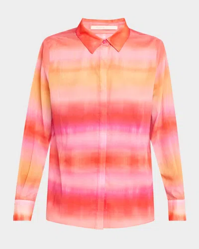 Kobi Halperin Elvrie Ombre Button-front Shirt In Cherry Blo