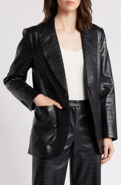KOBI HALPERIN KOBI HALPERIN EMBOSSED FAUX LEATHER BLAZER