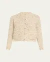 Kobi Halperin Emorie Fringe-trim Tweed Knit Jacket In Khaki Multi