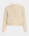 Kobi Halperin Emorie Fringe-trim Tweed Knit Jacket In Khaki Multi