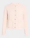 Kobi Halperin Emorie Fringe-trim Tweed Knit Jacket In Light Pink Multi