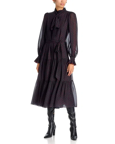 Kobi Halperin Erin Printed Tie Waist Midi Dress In Purple
