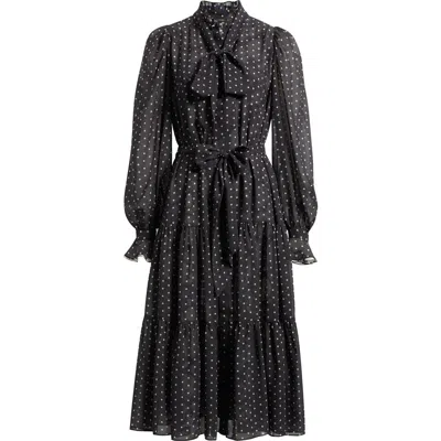 Kobi Halperin Erin Tie Waist Long Sleeve Midi Dress In Black
