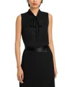 Kobi Halperin Evelyn Sequin Tie Neck Sleeveless Silk Blend Button-up Top In Black