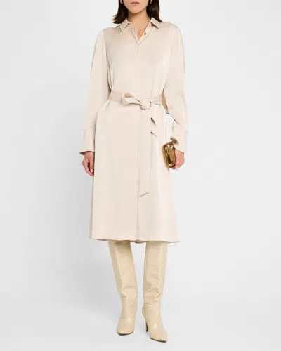 Kobi Halperin Everett Satin Back Crepe Cape Midi Shirtdress In Antique
