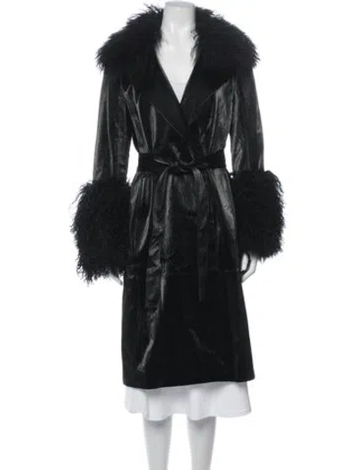 Pre-owned Kobi Halperin Faux Leather Coat In Black