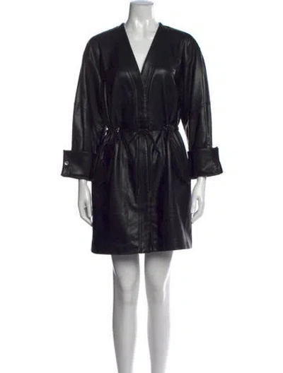 Pre-owned Kobi Halperin Faux Leather Mini Dress In Black