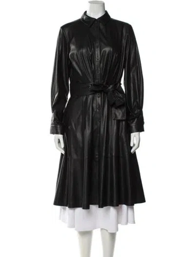 Pre-owned Kobi Halperin Faux Leather Trench Coat In Black
