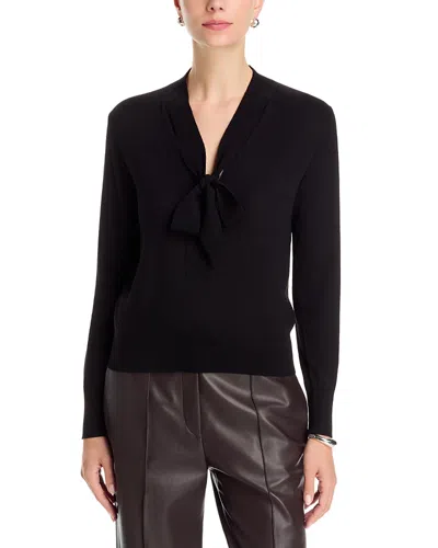 Kobi Halperin Felicity Tie Neck Merino Wool Sweater In Black