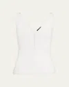 Kobi Halperin Finley Pointelle Rib Knit Cotton Tank In White