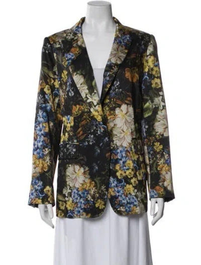 Pre-owned Kobi Halperin Floral Print Blazer In Blue
