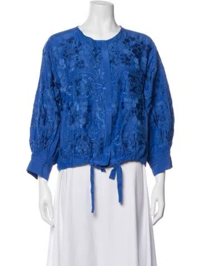 Pre-owned Kobi Halperin Floral Print Jacket In Blue