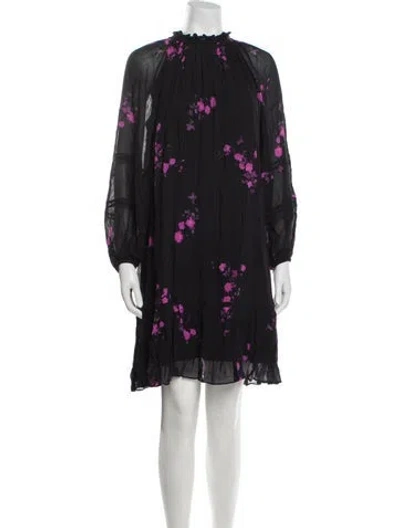 Pre-owned Kobi Halperin Floral Print Knee-length Dress In Black