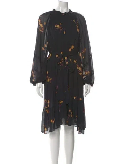 Pre-owned Kobi Halperin Floral Print Knee-length Dress In Black
