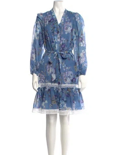 Pre-owned Kobi Halperin Floral Print Knee-length Dress In Blue