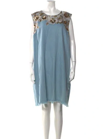 Pre-owned Kobi Halperin Floral Print Knee-length Dress W/ Tags In Blue