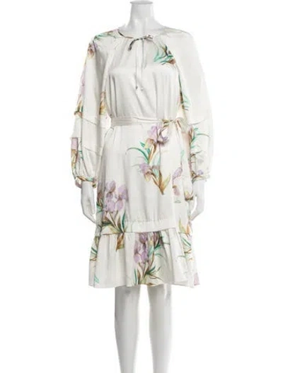 Pre-owned Kobi Halperin Floral Print Knee-length Dress In White