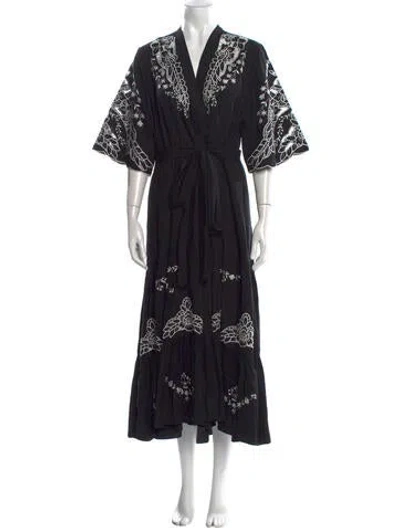 Pre-owned Kobi Halperin Floral Print Long Dress In Black