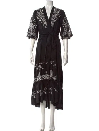 Pre-owned Kobi Halperin Floral Print Long Dress In Black