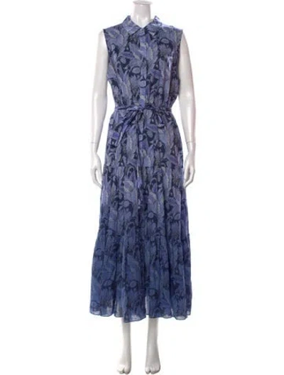 Pre-owned Kobi Halperin Floral Print Long Dress In Blue
