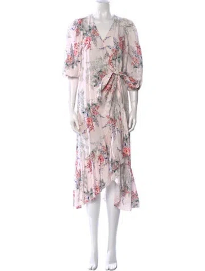 Pre-owned Kobi Halperin Floral Print Long Dress In Pink