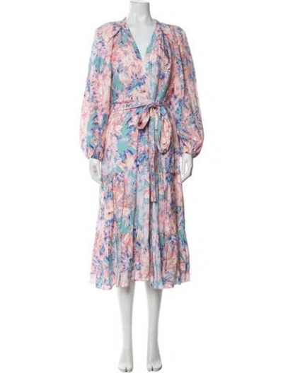 Pre-owned Kobi Halperin Floral Print Long Dress In Pink