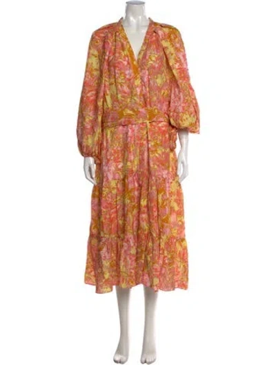 Pre-owned Kobi Halperin Floral Print Long Dress In Pink