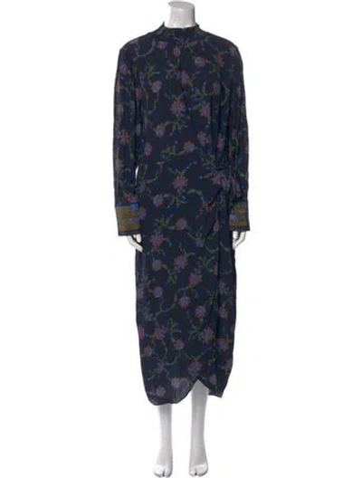 Pre-owned Kobi Halperin Floral Print Long Dress W/ Tags In Black