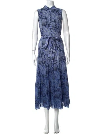 Pre-owned Kobi Halperin Floral Print Long Dress W/ Tags In Blue