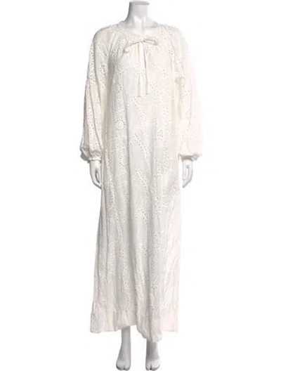 Pre-owned Kobi Halperin Floral Print Long Dress In White