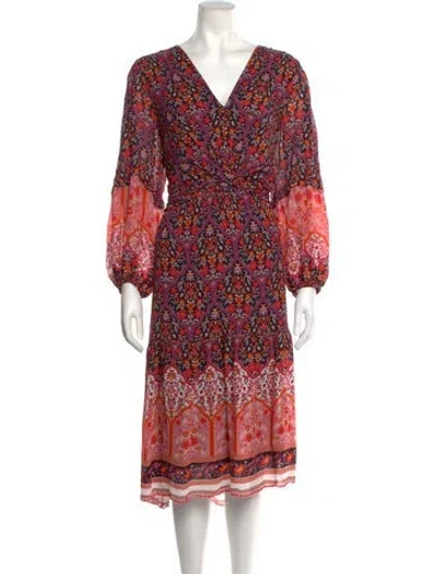 Pre-owned Kobi Halperin Floral Print Midi Length Dress In Black