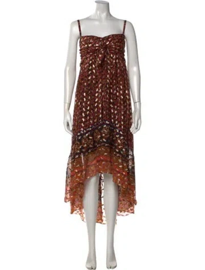 Pre-owned Kobi Halperin Floral Print Midi Length Dress In Black/metallic