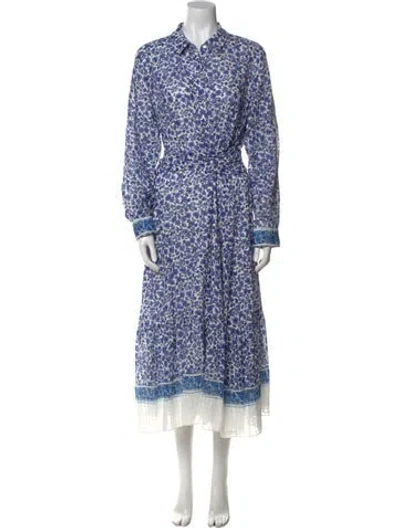 Pre-owned Kobi Halperin Floral Print Midi Length Dress In Blue