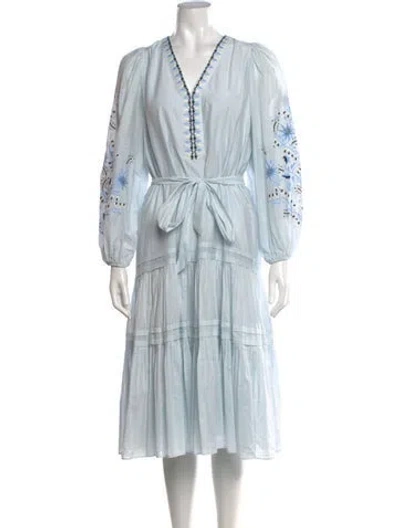 Pre-owned Kobi Halperin Floral Print Midi Length Dress In Blue