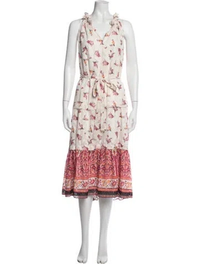 Pre-owned Kobi Halperin Floral Print Midi Length Dress In Metallic/neutrals