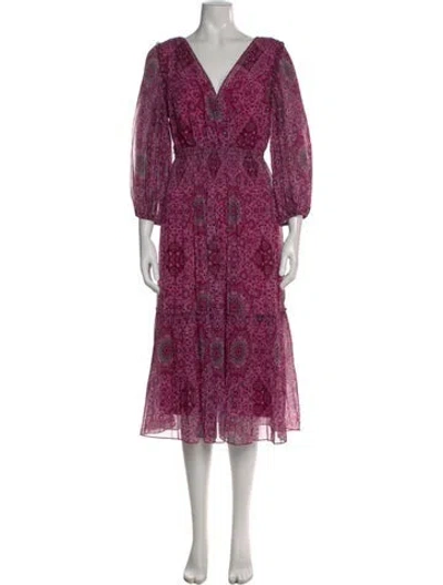 Pre-owned Kobi Halperin Floral Print Midi Length Dress In Pink