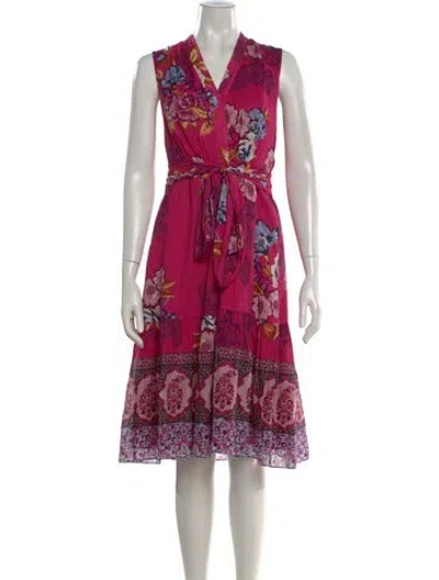 Pre-owned Kobi Halperin Floral Print Midi Length Dress In Pink