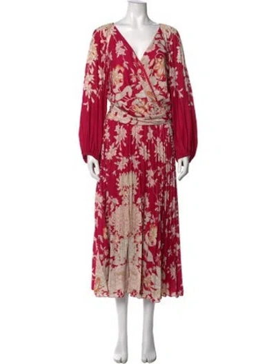 Pre-owned Kobi Halperin Floral Print Midi Length Dress In Pink