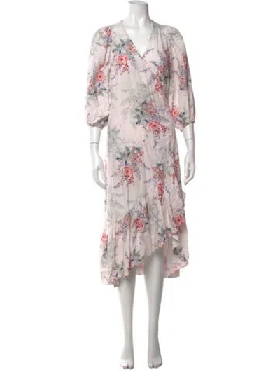 Pre-owned Kobi Halperin Floral Print Midi Length Dress In Pink