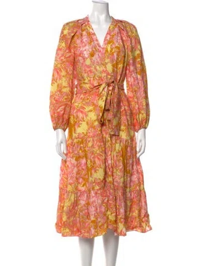 Pre-owned Kobi Halperin Floral Print Midi Length Dress In Pink