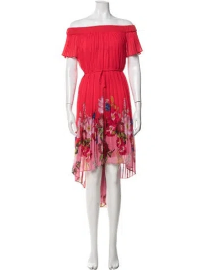 Pre-owned Kobi Halperin Floral Print Midi Length Dress W/ Tags In Red