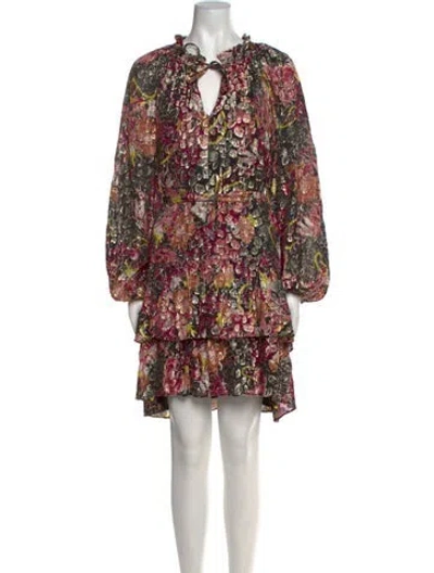 Pre-owned Kobi Halperin Floral Print Mini Dress In Black