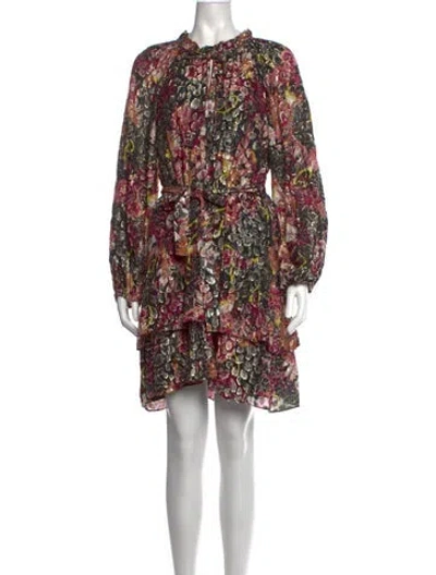 Pre-owned Kobi Halperin Floral Print Mini Dress In Black/metallic