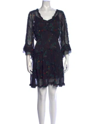 Pre-owned Kobi Halperin Floral Print Mini Dress In Blue